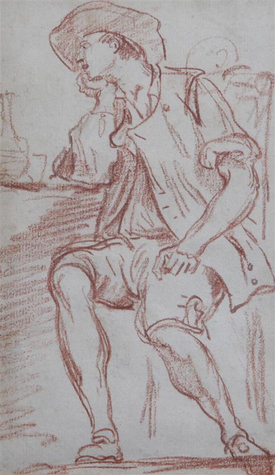 18th century French School Study of a seated man, 4.75 x 3in.